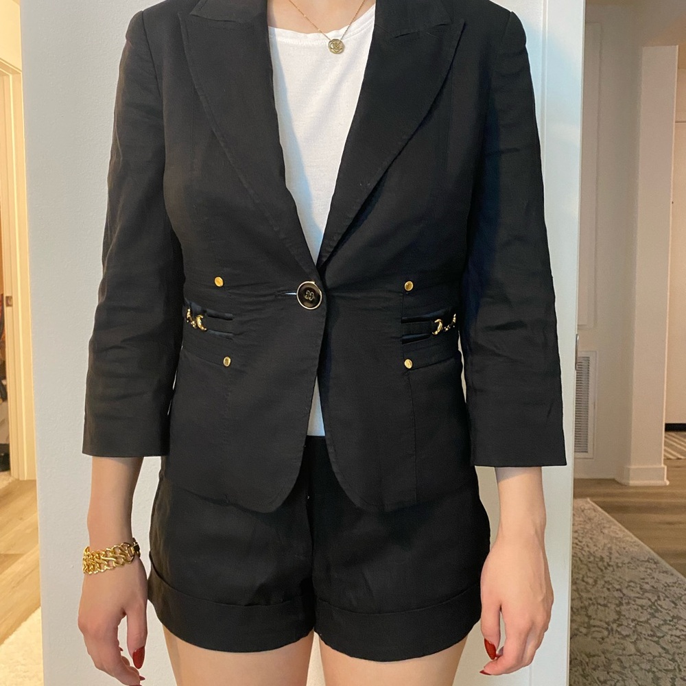 Black Women's Blazer with Gold Accents